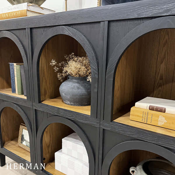 Hattie Arched Storage Cabinet  in Oak 60.75"W
