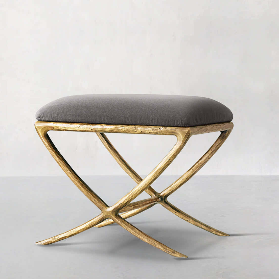 Hand-Forged Metal X-base Stool