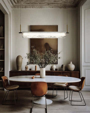Modern Linear Black Metal Elegant Alabaster Pendant for Living room Lighting