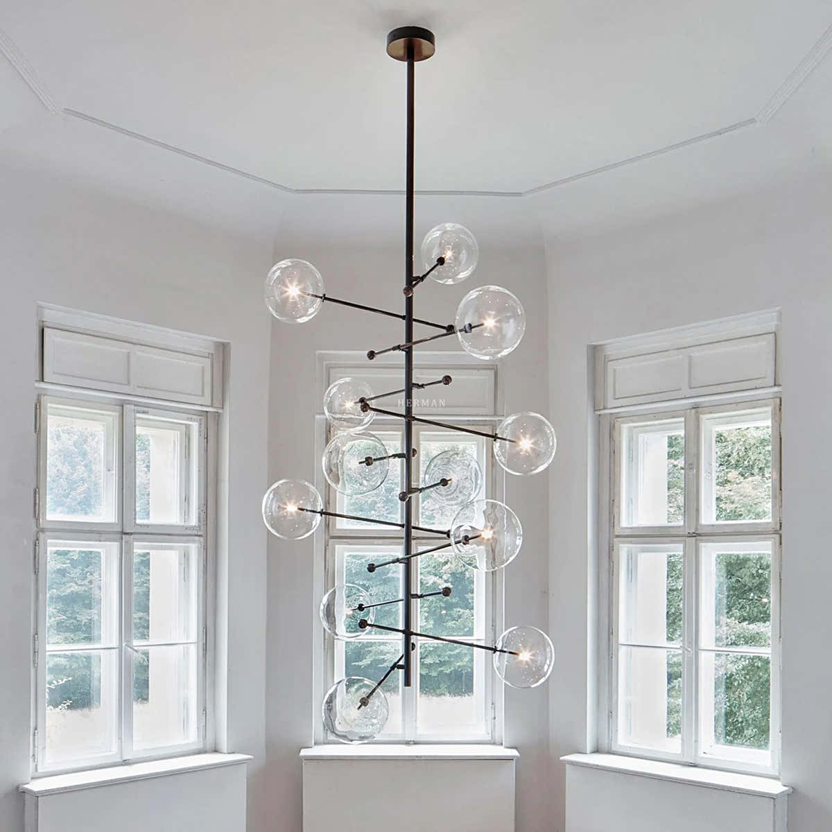 Aero 12-Light Modern Brass Chandelier