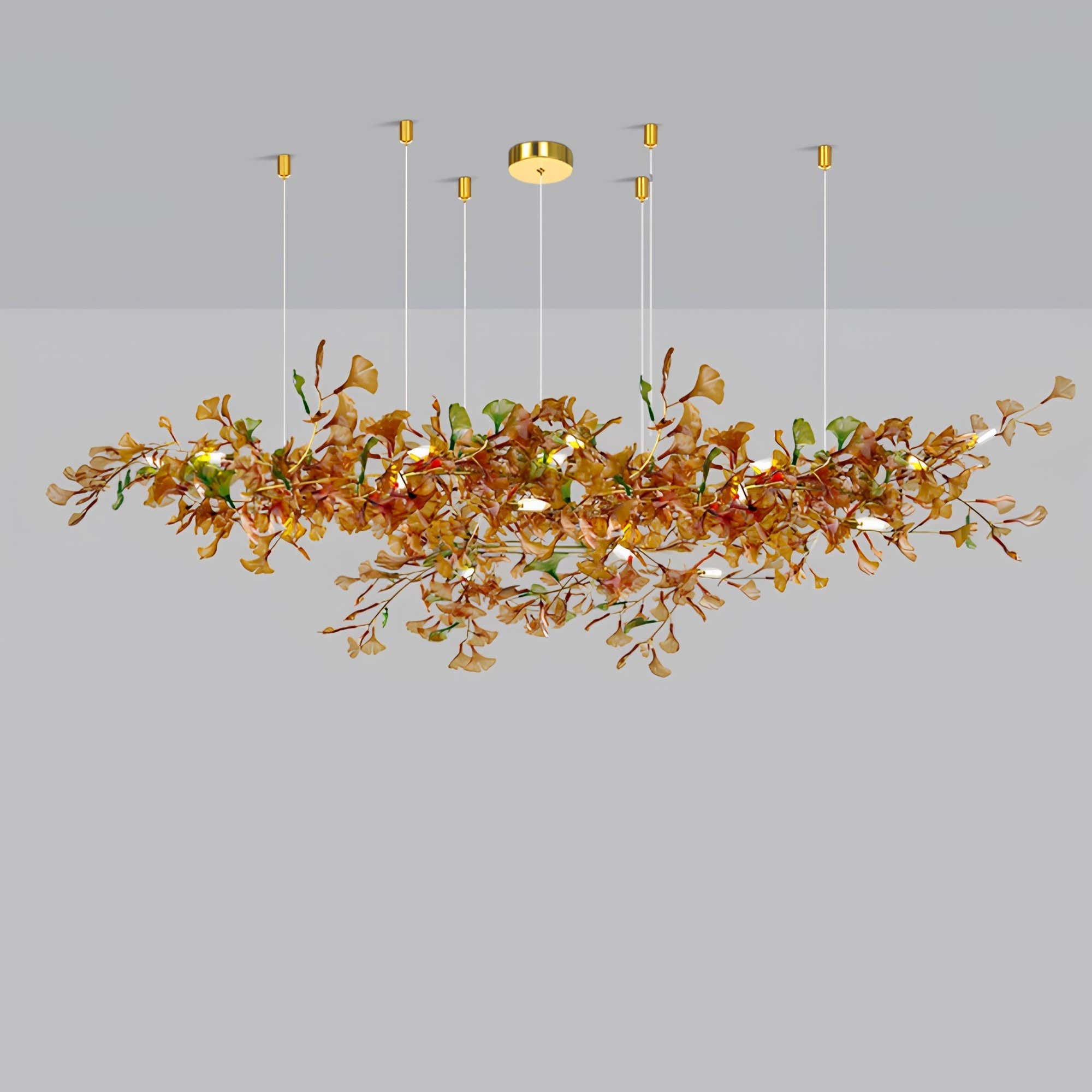 Green/Brown Ginkgo Chandelier Style D