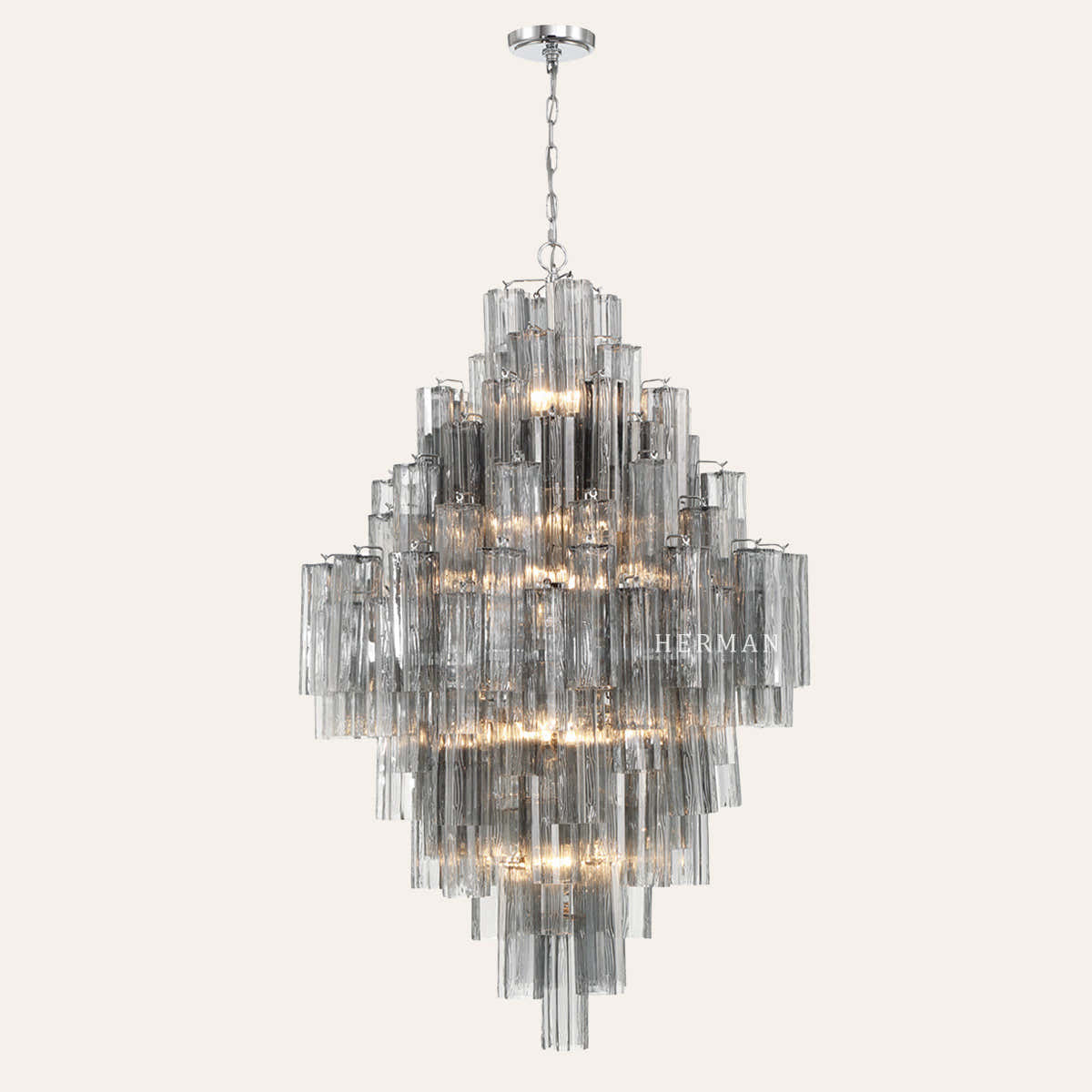 Addis Murano Glass Diamond Chandelier 50"H
