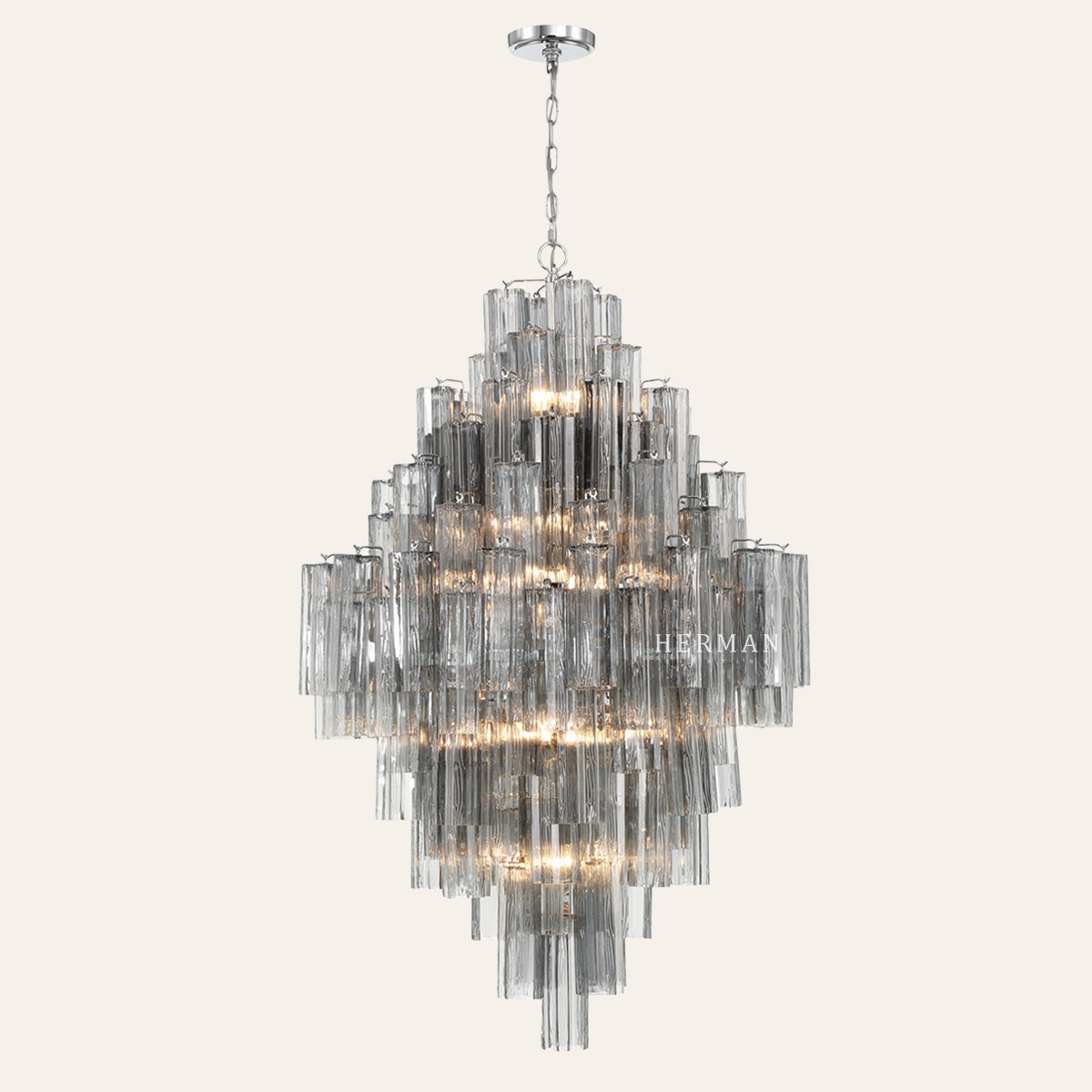 Addis Murano Glass Diamond Chandelier 49"H