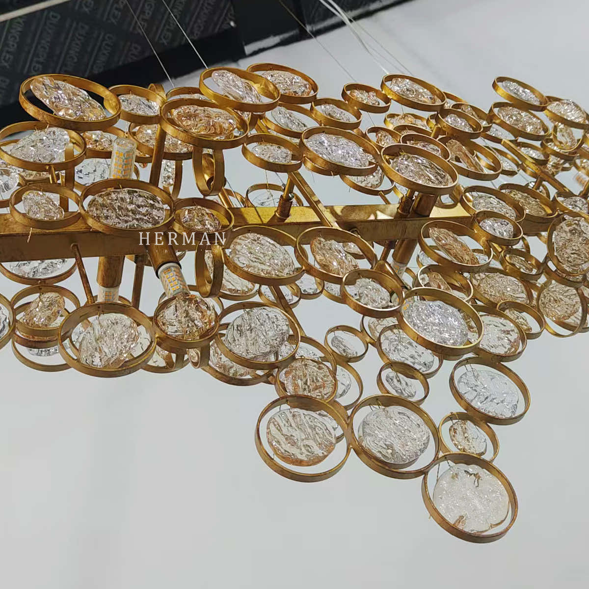 Trento Clustered Glass Linear Chandelier 55"