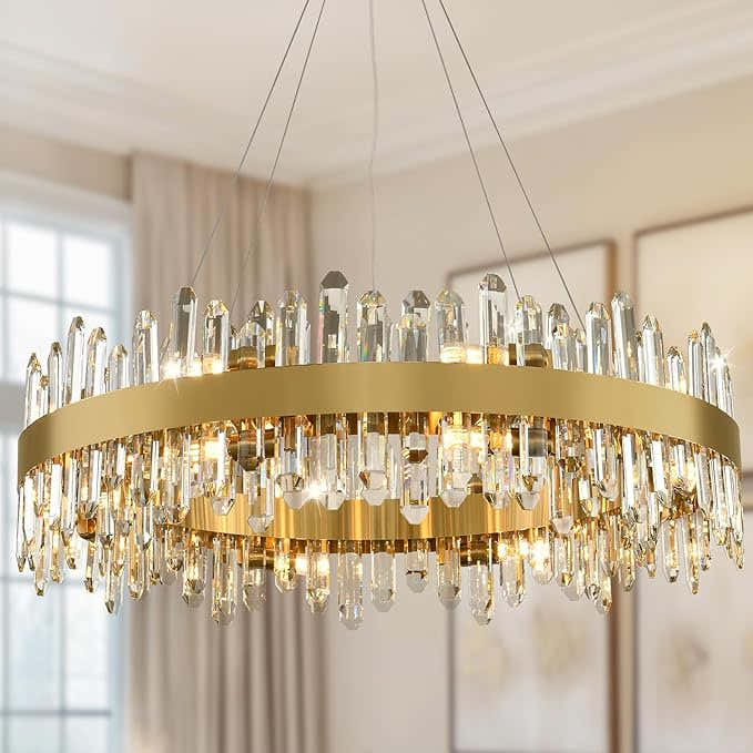 MDEGLYO Modern Crystal Round Chandelier