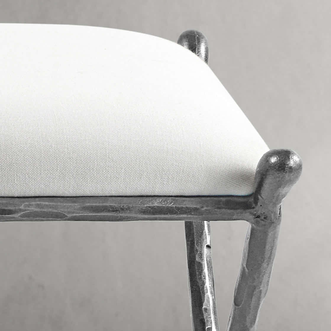 Hand-Forged Metal Horn Fabric Base Stool