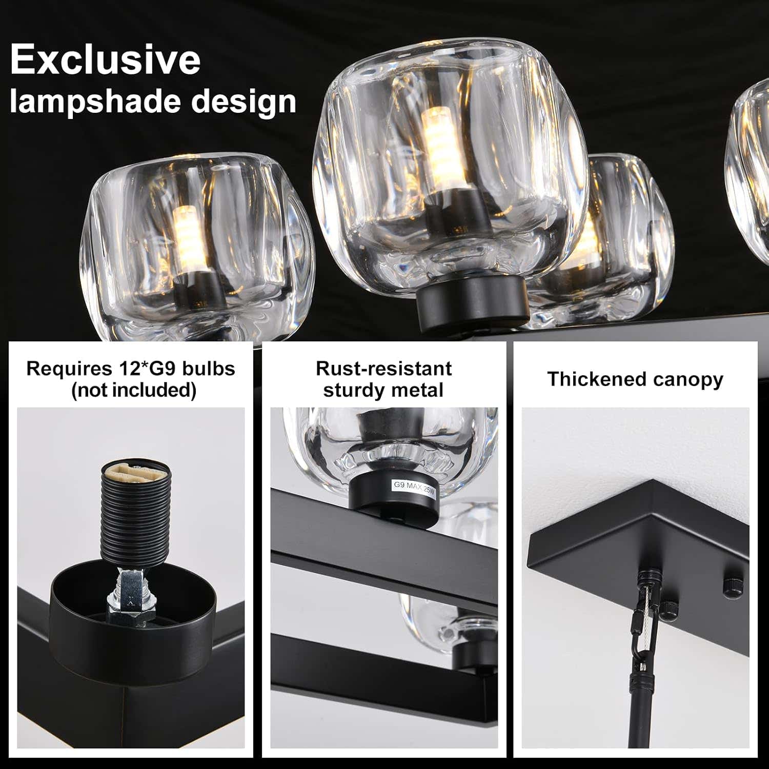 Modern Crystal Rectangle Wagon Wheel Chandeliers