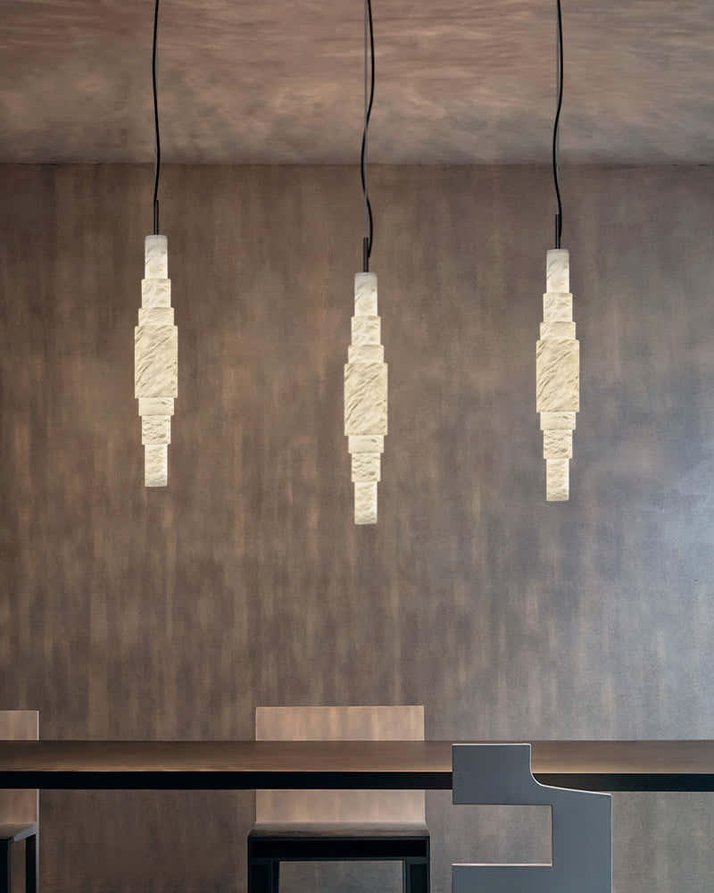 White Alabaster Cluster Pendant Lamp 3-lights for kitchen Island