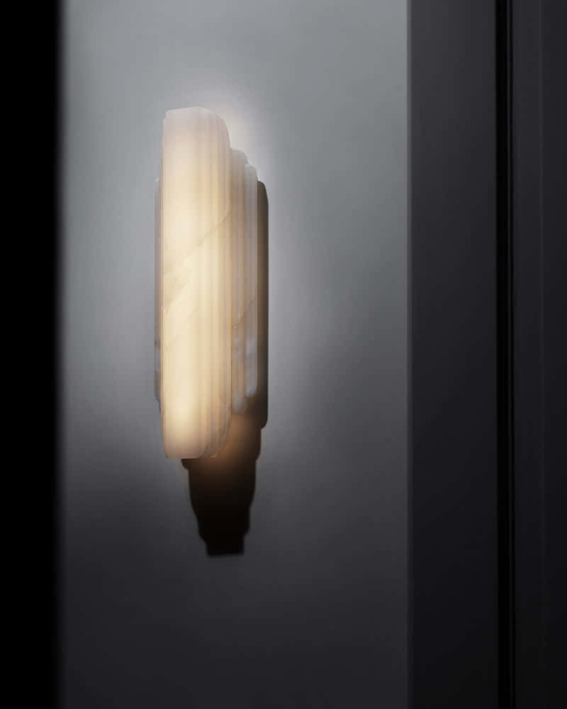 Vanity light fixtures Estelle Alabaster Hillside Flush Mounted Wall Sconces Height 20" 30"