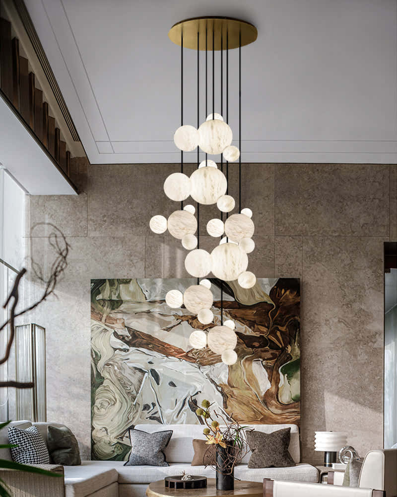 Minimalist Antique Alabaster Cluster Pendant Light Fixtures 6" Wide