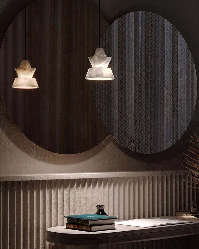 Brianna Alabaster Dining Table Pendant Modern Stacked Conical Pendant Light