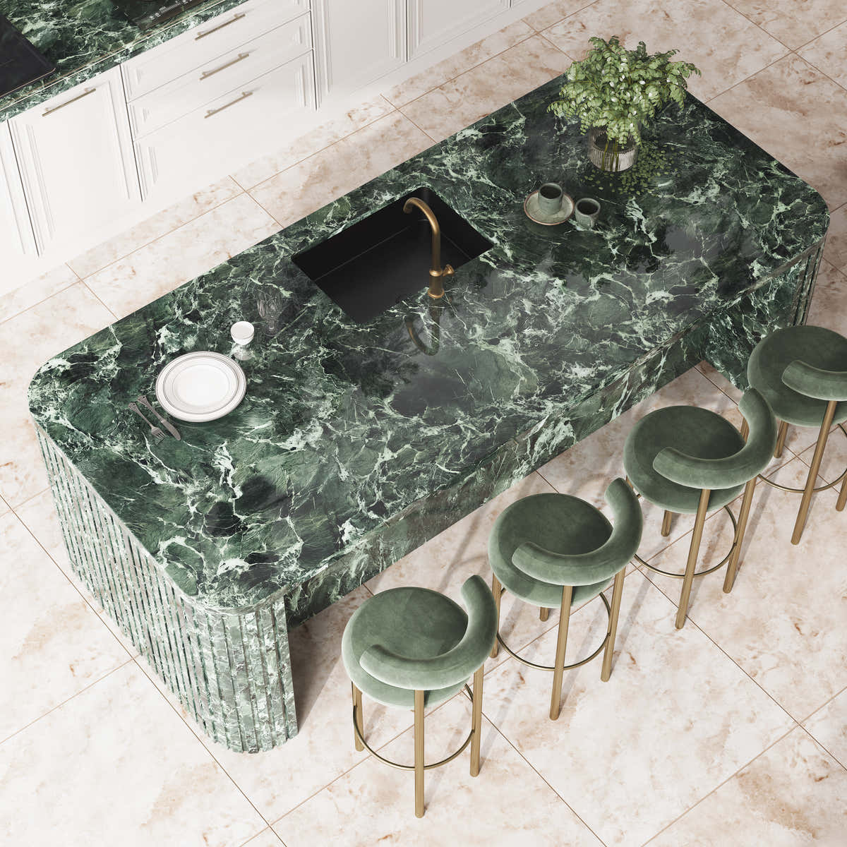 Custom Stone Kitchen Island