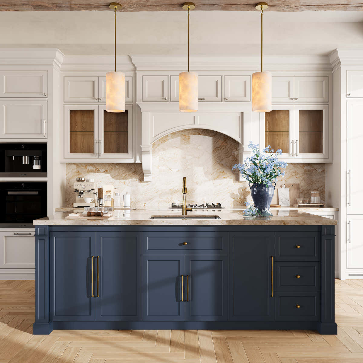 Custom Stone Kitchen Island - blue