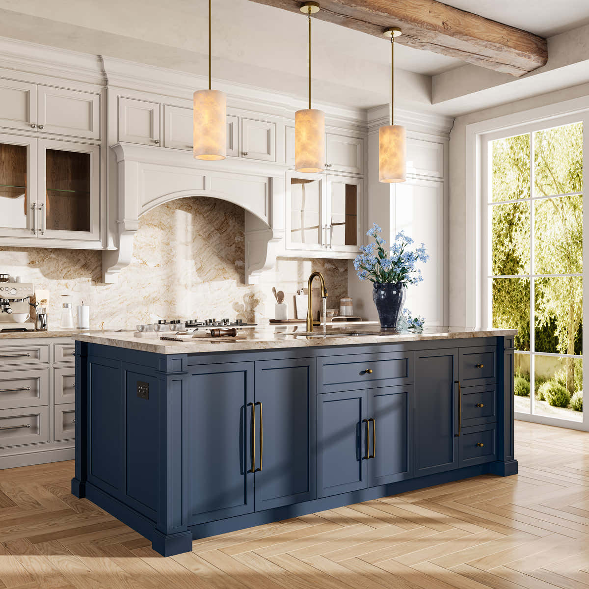 Custom Stone Kitchen Island - blue
