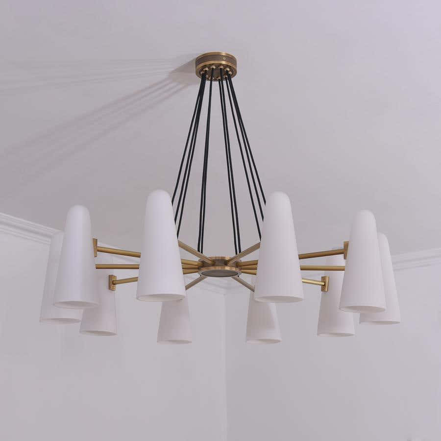 Sulis White Ceramics Round Chandelier 44", 10-lights