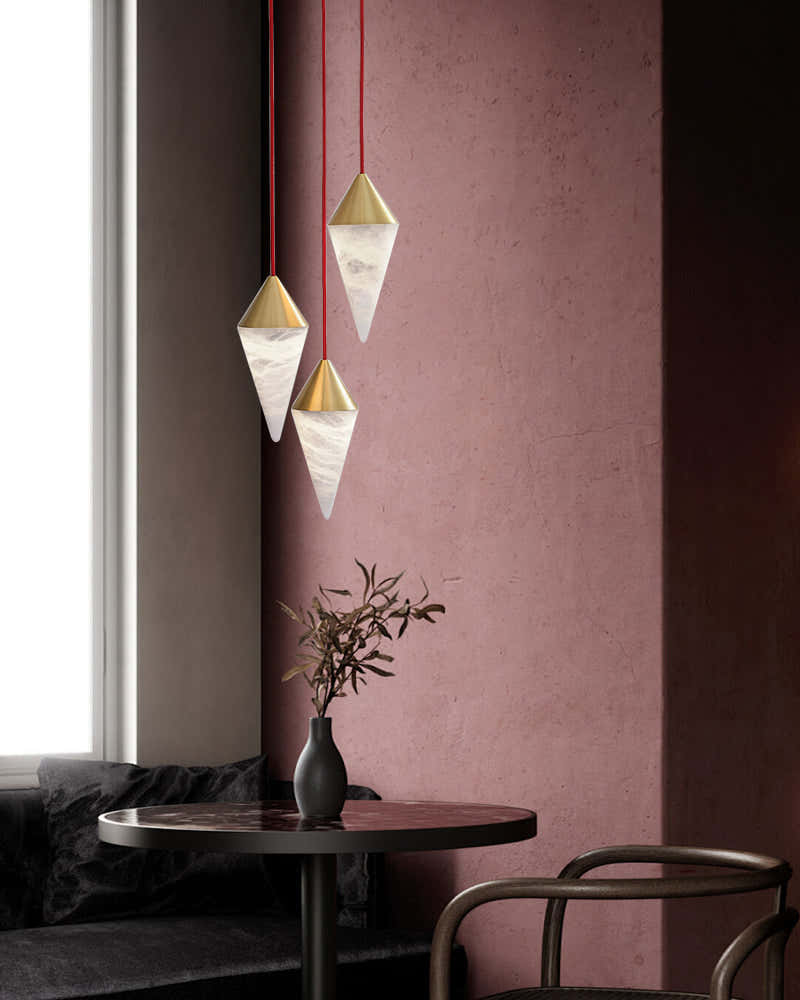 12 light Conical Cluster Minimalist Design Alabaster Pendant Light