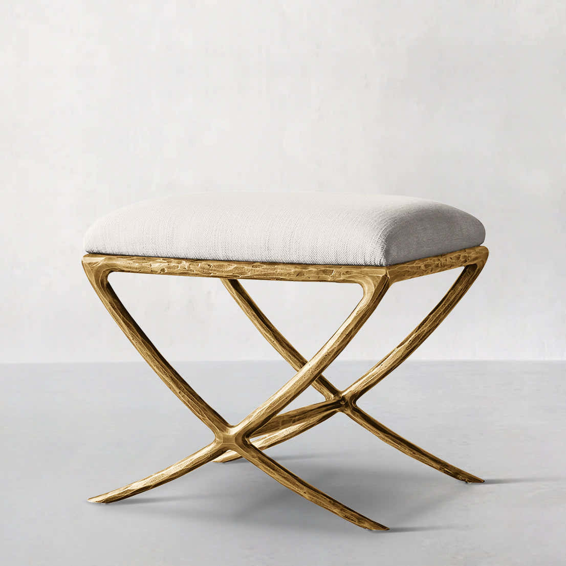 Hand-Forged Metal X-base Stool