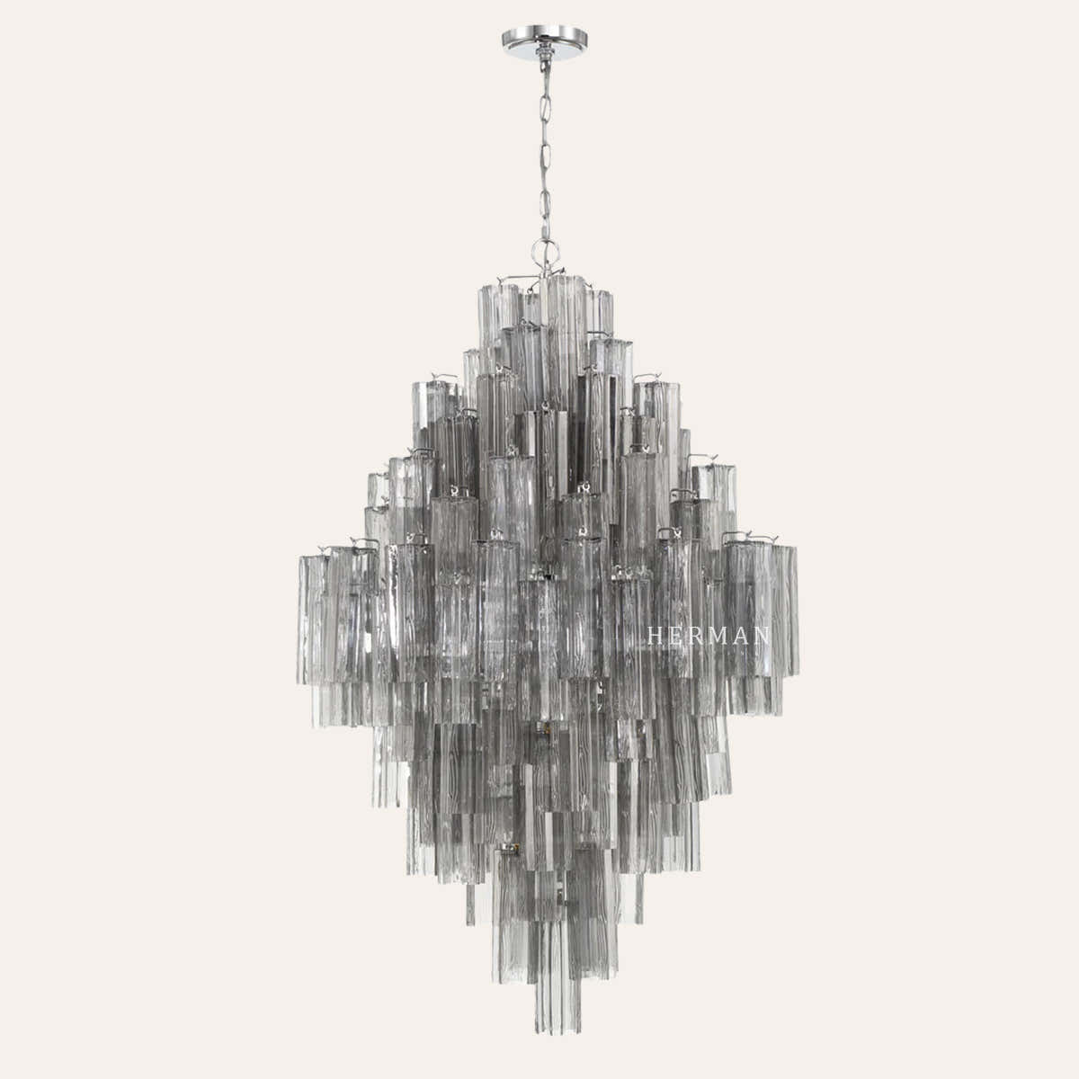 Addis Murano Glass Diamond Chandelier 50"H