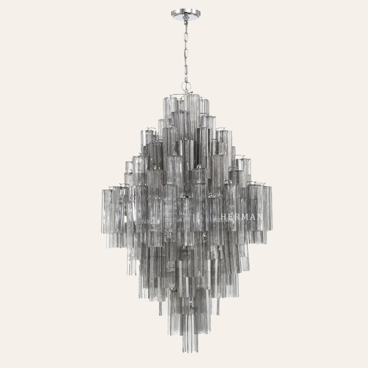 Addis Murano Glass Diamond Chandelier 49"H