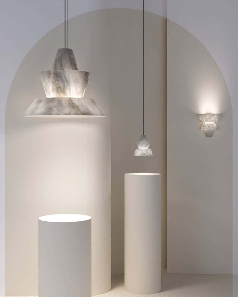 Brianna Alabaster Dining Table Pendant Modern Stacked Conical Pendant Light