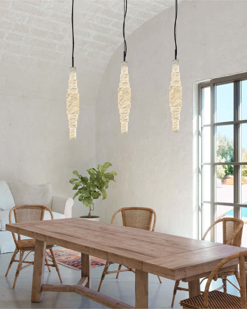 White Alabaster Cluster Pendant Lamp 3-lights for kitchen Island