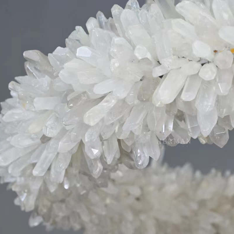 24-47 Inch Round Clear Geode Quartz Crystal Ring Pendant Light Modern Chandelier for Living Room
