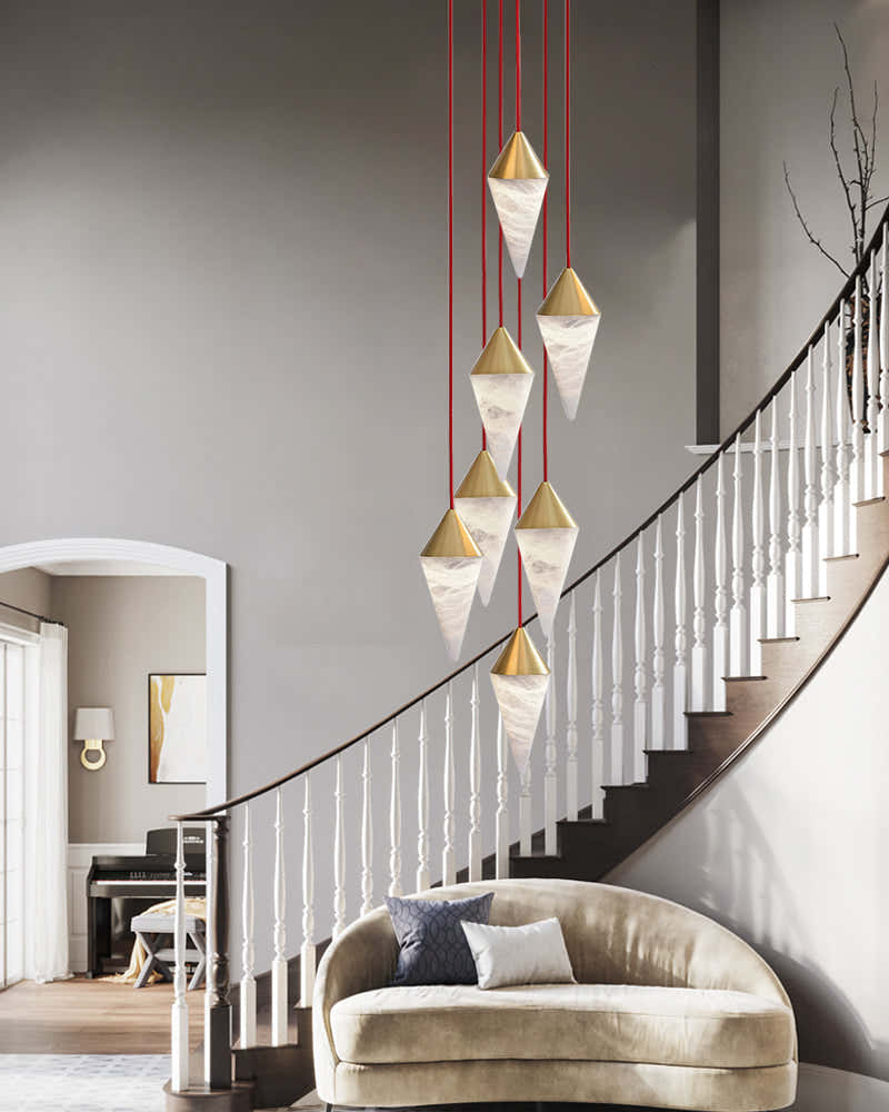 12 light Conical Cluster Minimalist Design Alabaster Pendant Light