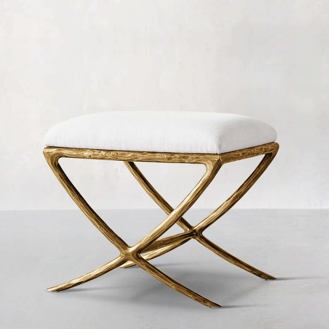Hand-Forged Metal X-base Stool