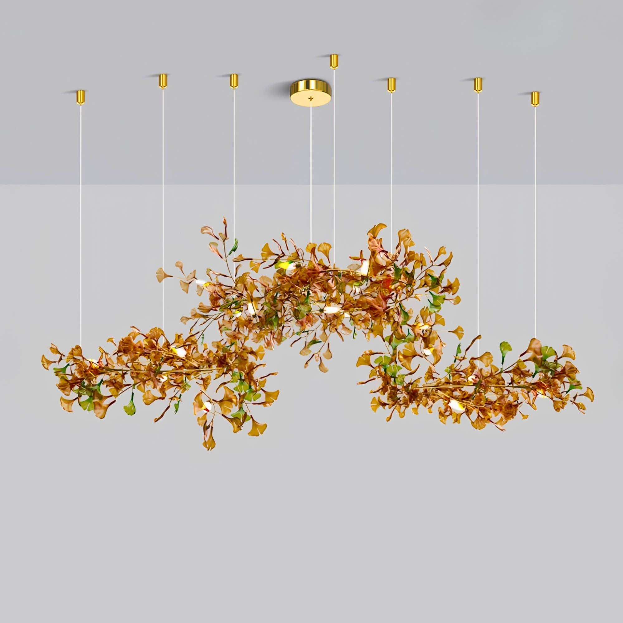 Green/Brown Ginkgo Chandelier Style D