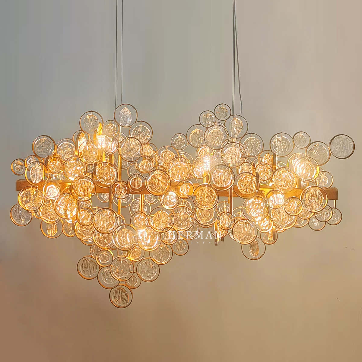 Trento Clustered Glass Linear Chandelier 55"
