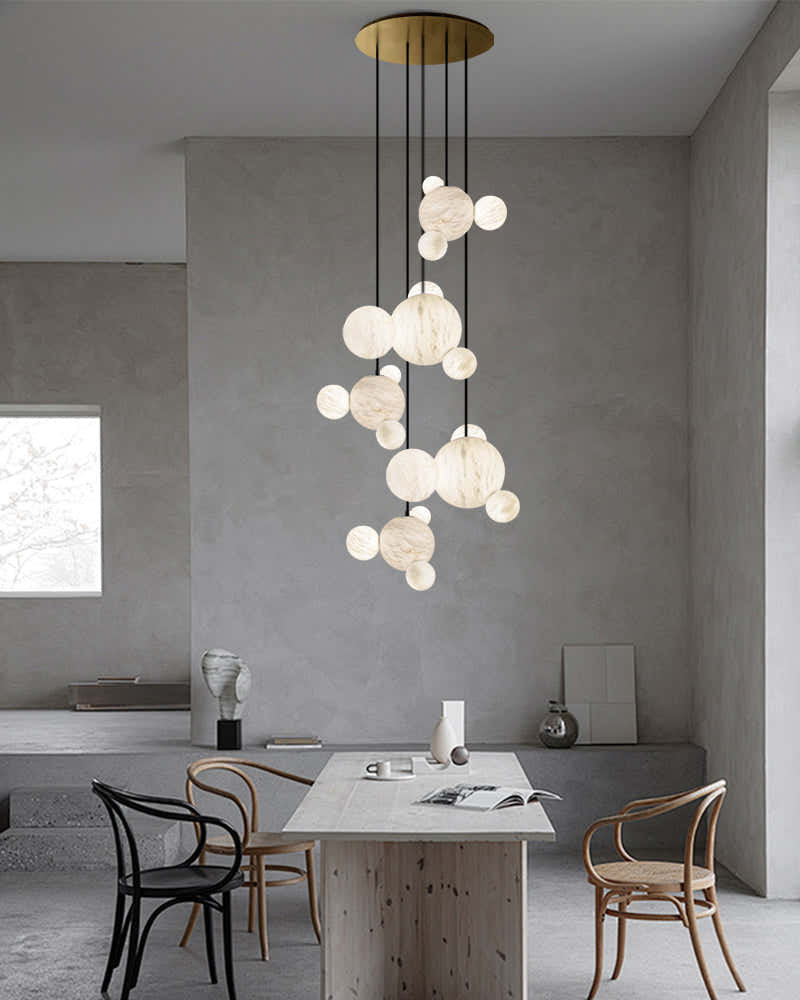 Minimalist Antique Alabaster Cluster Pendant Light Fixtures 6" Wide