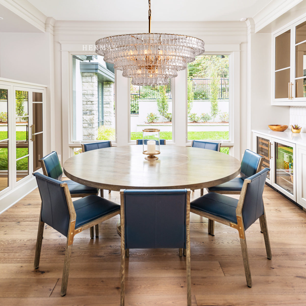 Amor 5-Tier Ghiaccio Glass Pendant Round Chandelier 48"