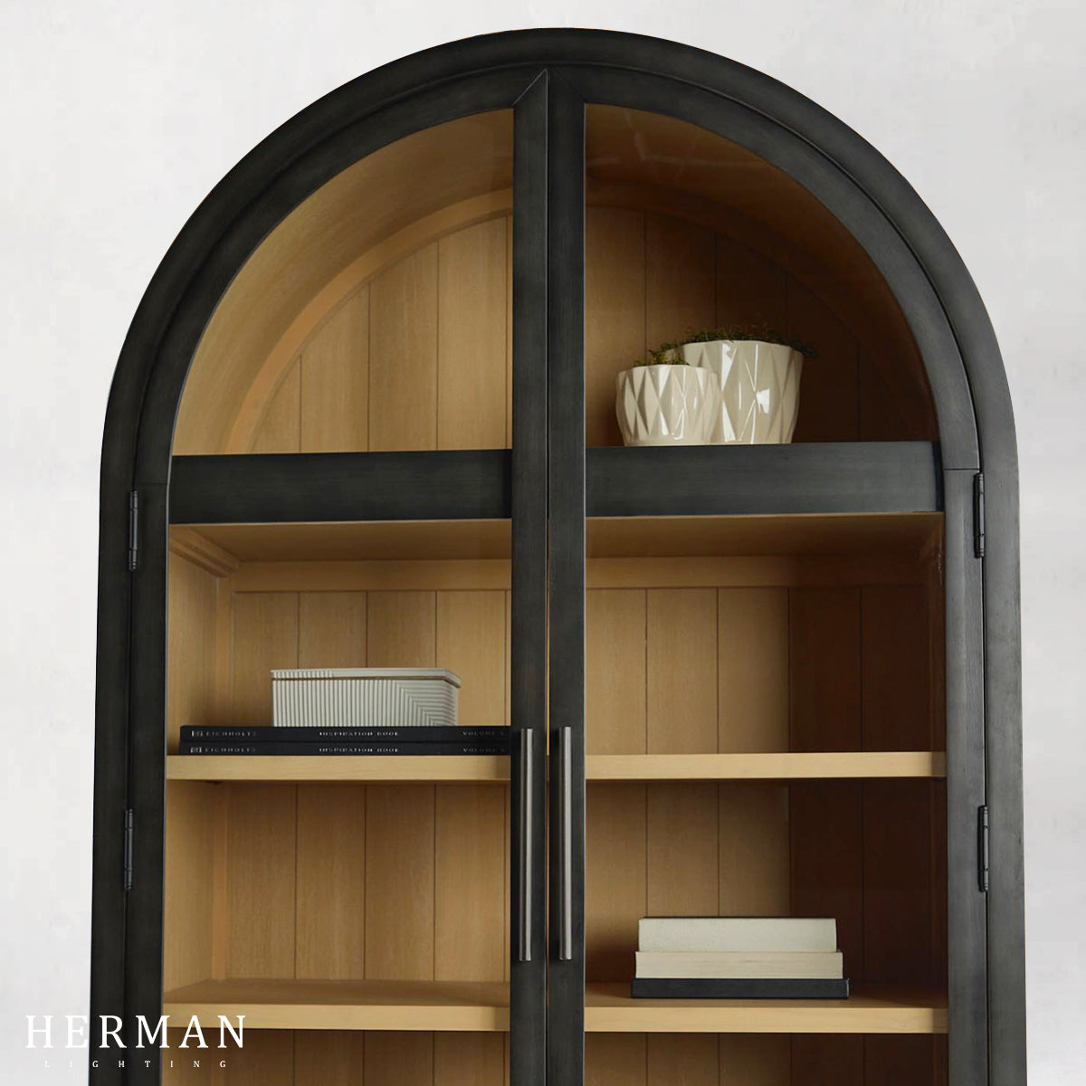 Hattie Glass Accent Cabinet in Oak 36"W 46"W