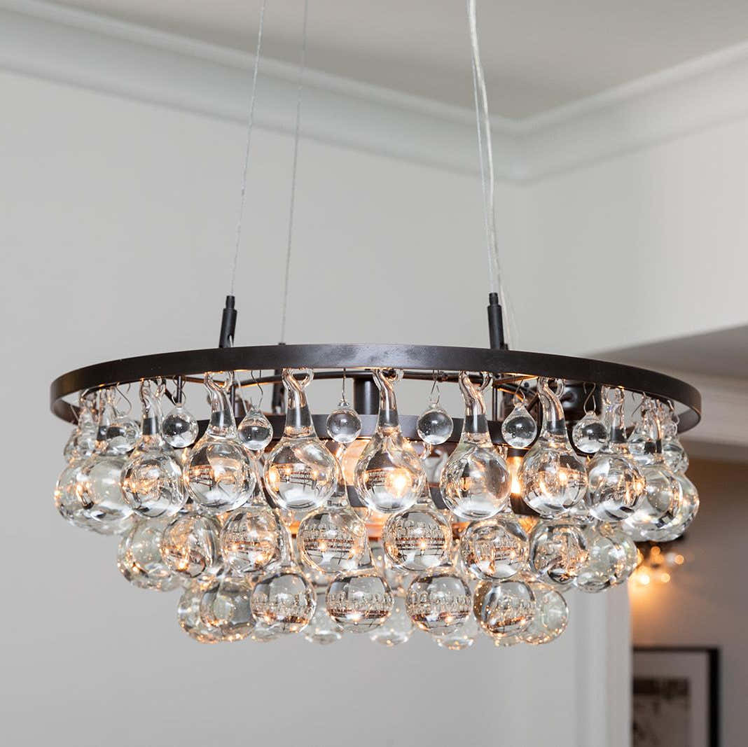Artistic Pear Round Chandelier 24", Dining Room Round Chandelier
