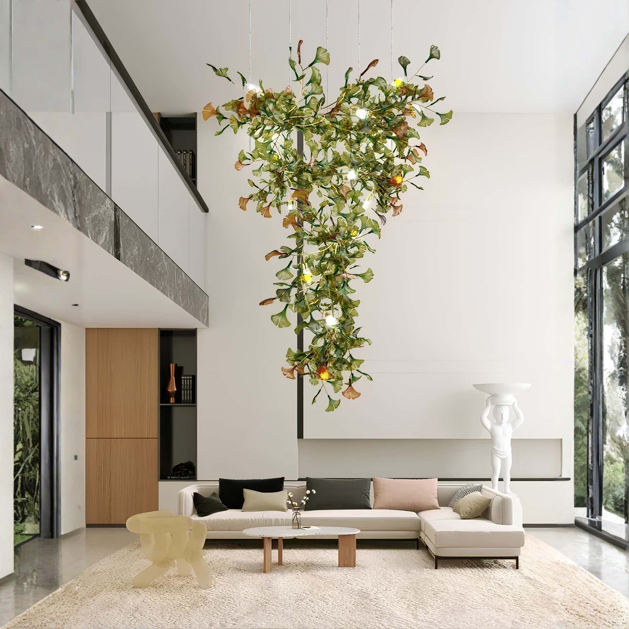 Green/Brown Ginkgo Leaf Restaurant chandelier