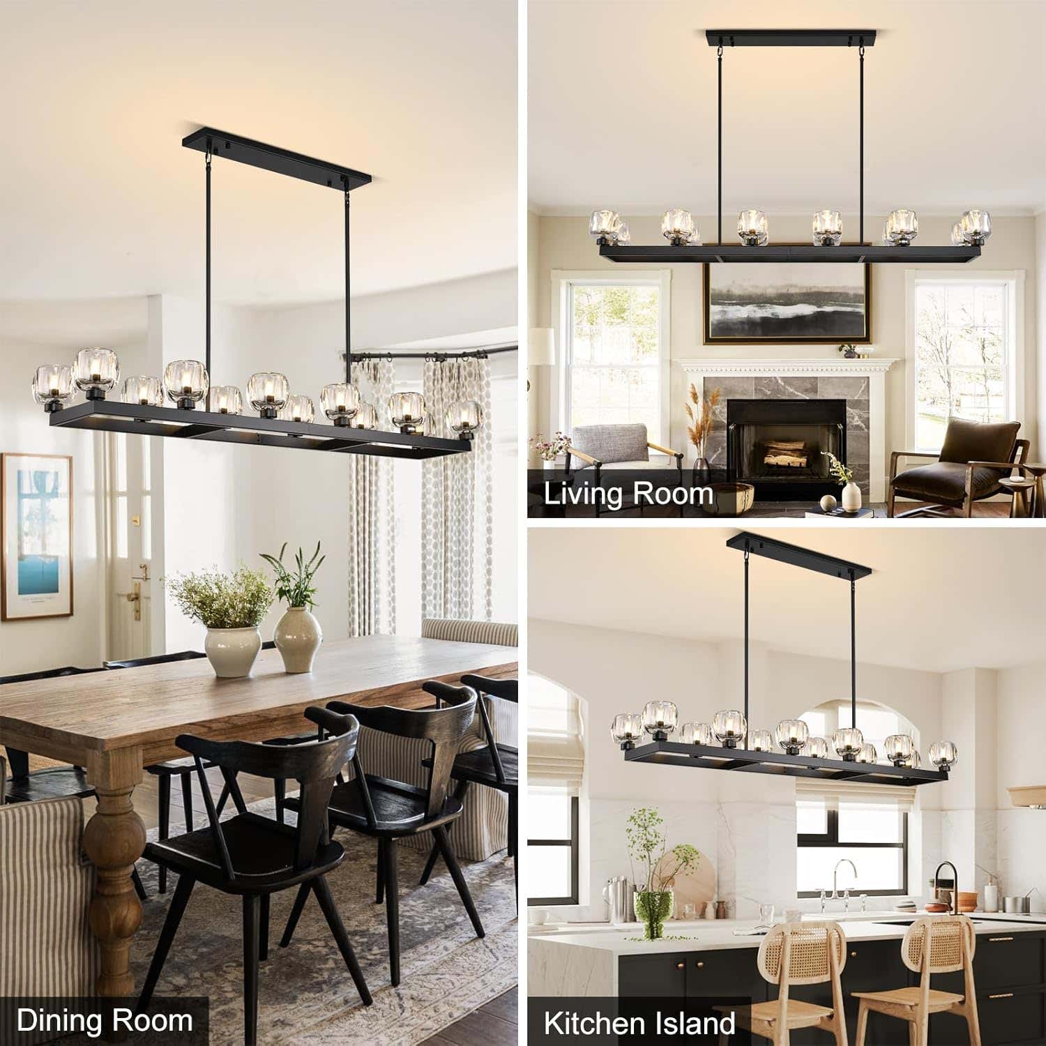 Modern Crystal Rectangle Wagon Wheel Chandeliers