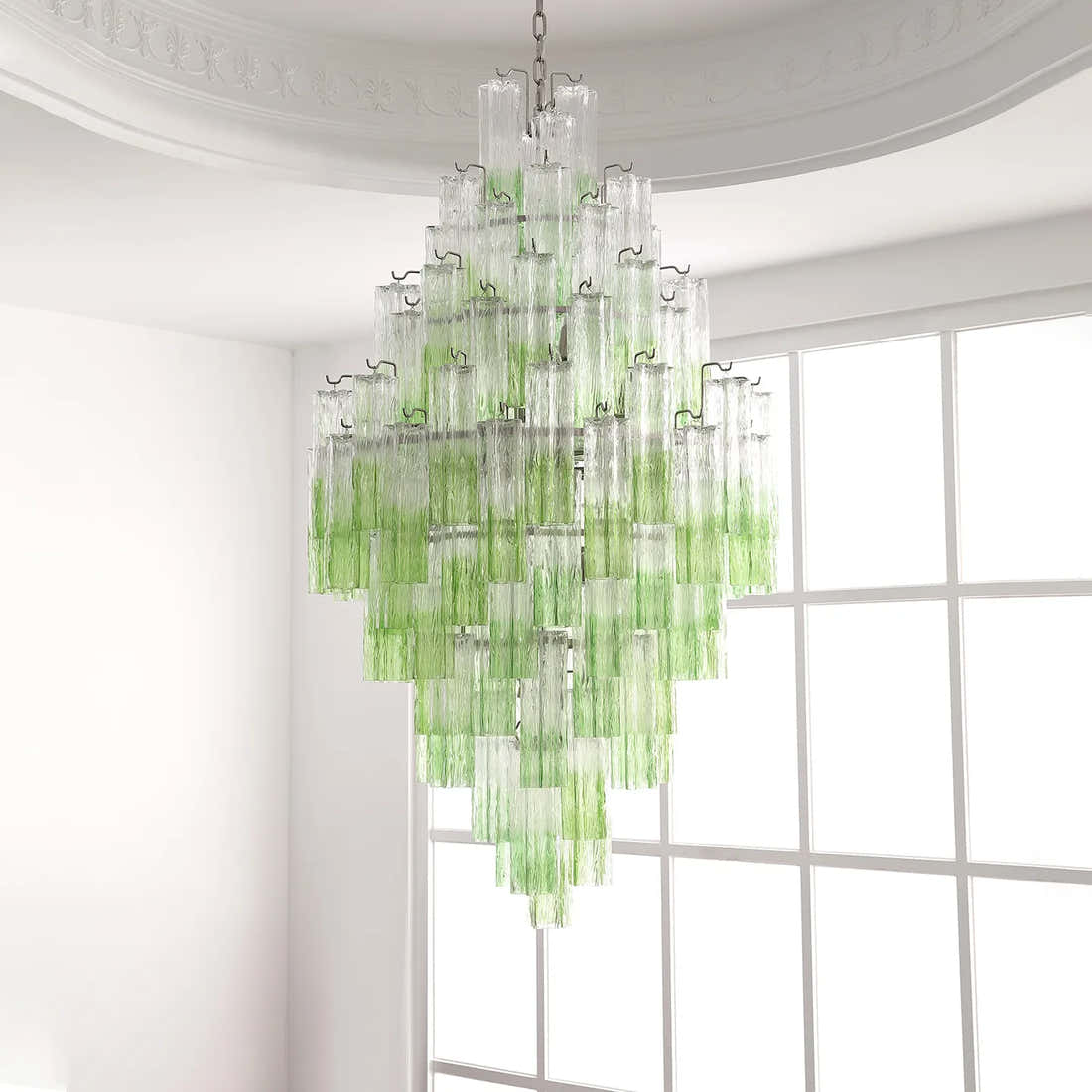 Petalia Murano Glass Diamond Chandelier 54"H - Ombre