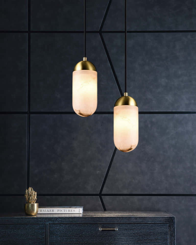 Alabaster Luxury Moonshade Brass Chandelier for dining room