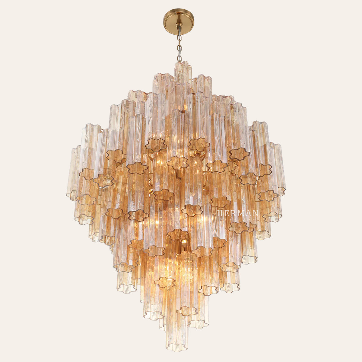 Addis Murano Glass Diamond Chandelier 49"H
