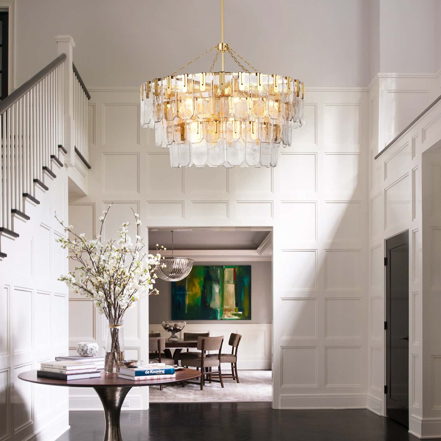 Nadia Glass Chandelier 30" 41"