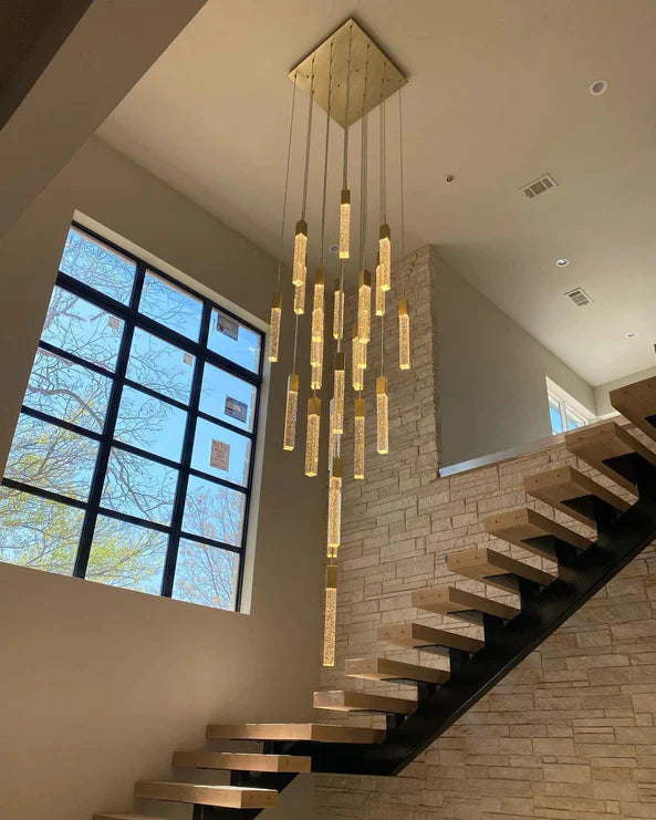 Light Luxury Glacier Bubble Crystsal Chandelier in Gold/Chrome/Black Finish for Staircase/Foyer