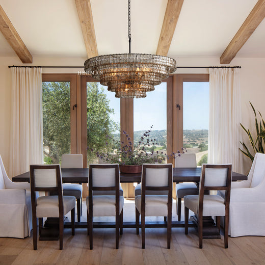 Amor 5-Tier Ghiaccio Glass Pendant Round Chandelier 48"