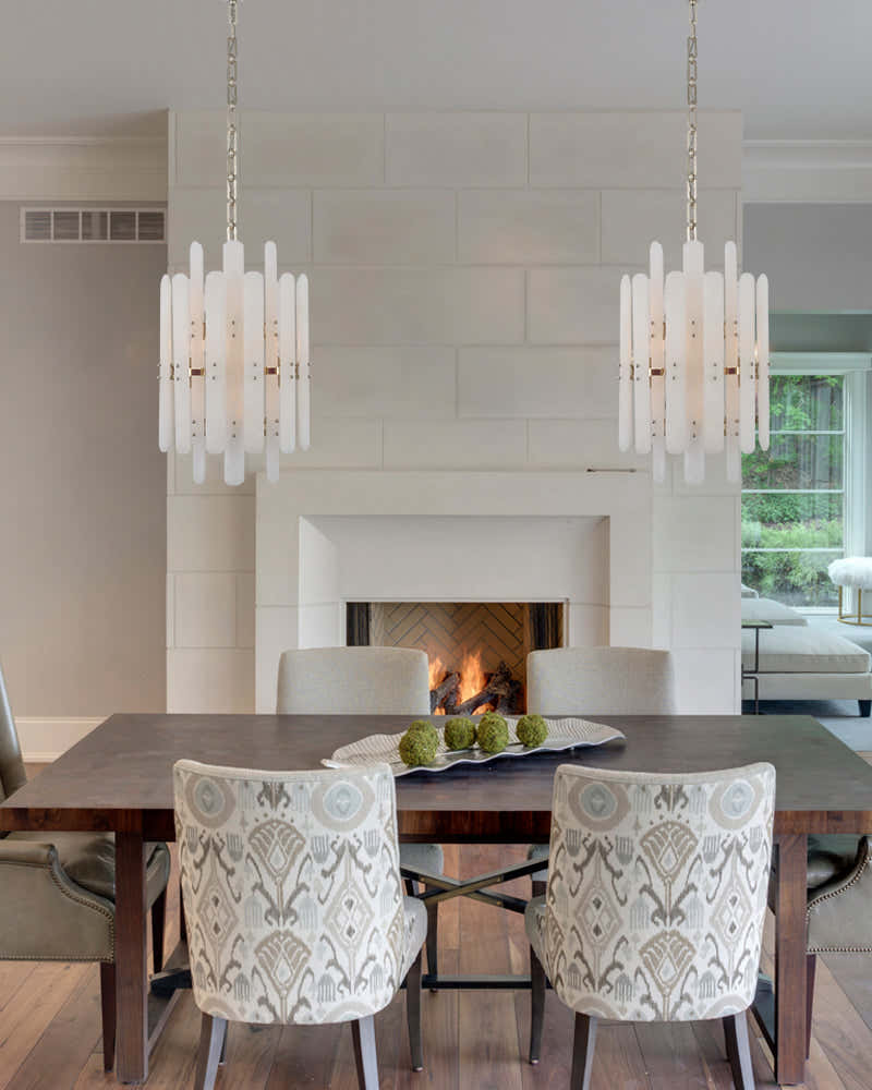 Large Alabaster Rectangular Chandelier Wide 40“ 45” with Chrome Frame for dining room