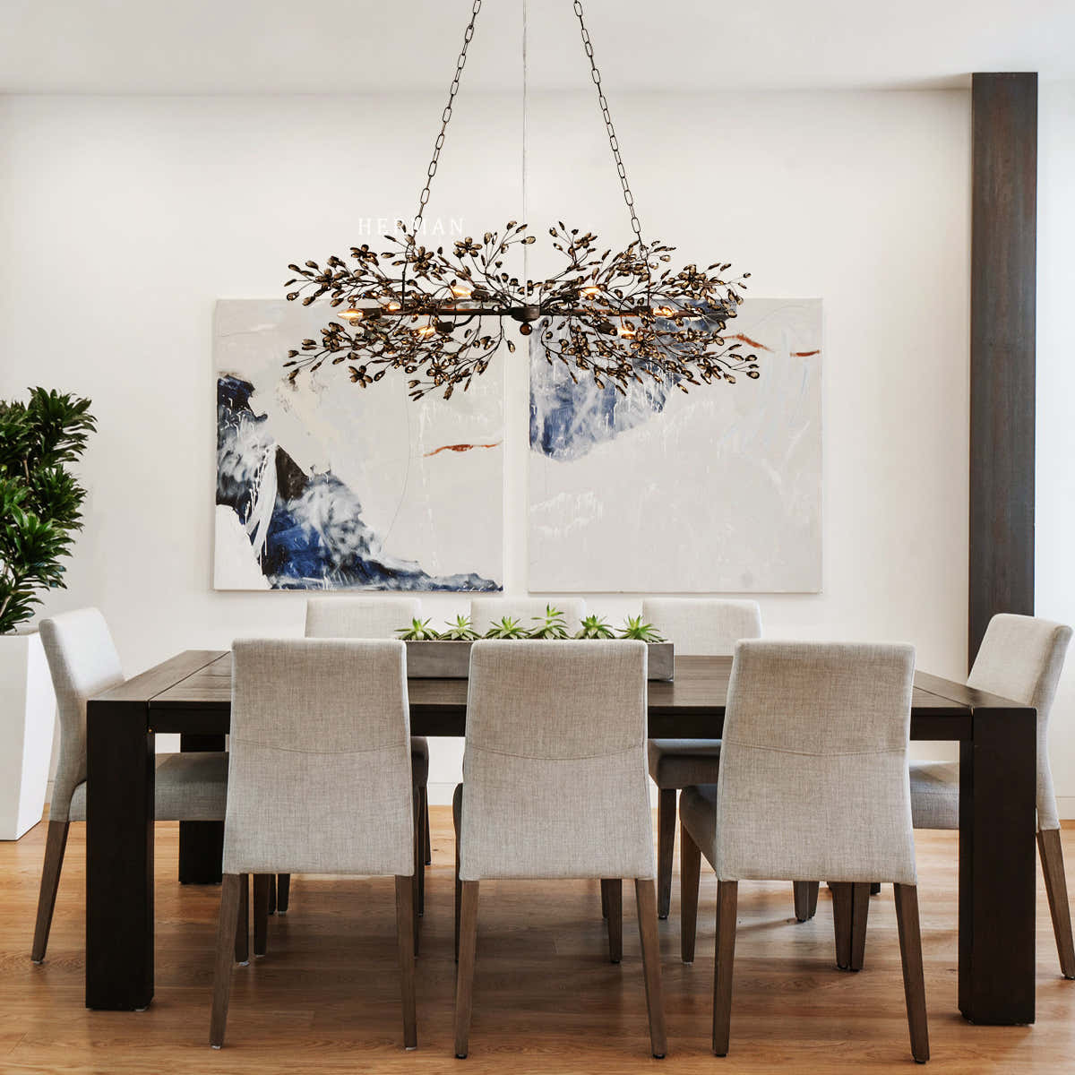 Fiore Colored Linear Chandelier 43" 51" 68"