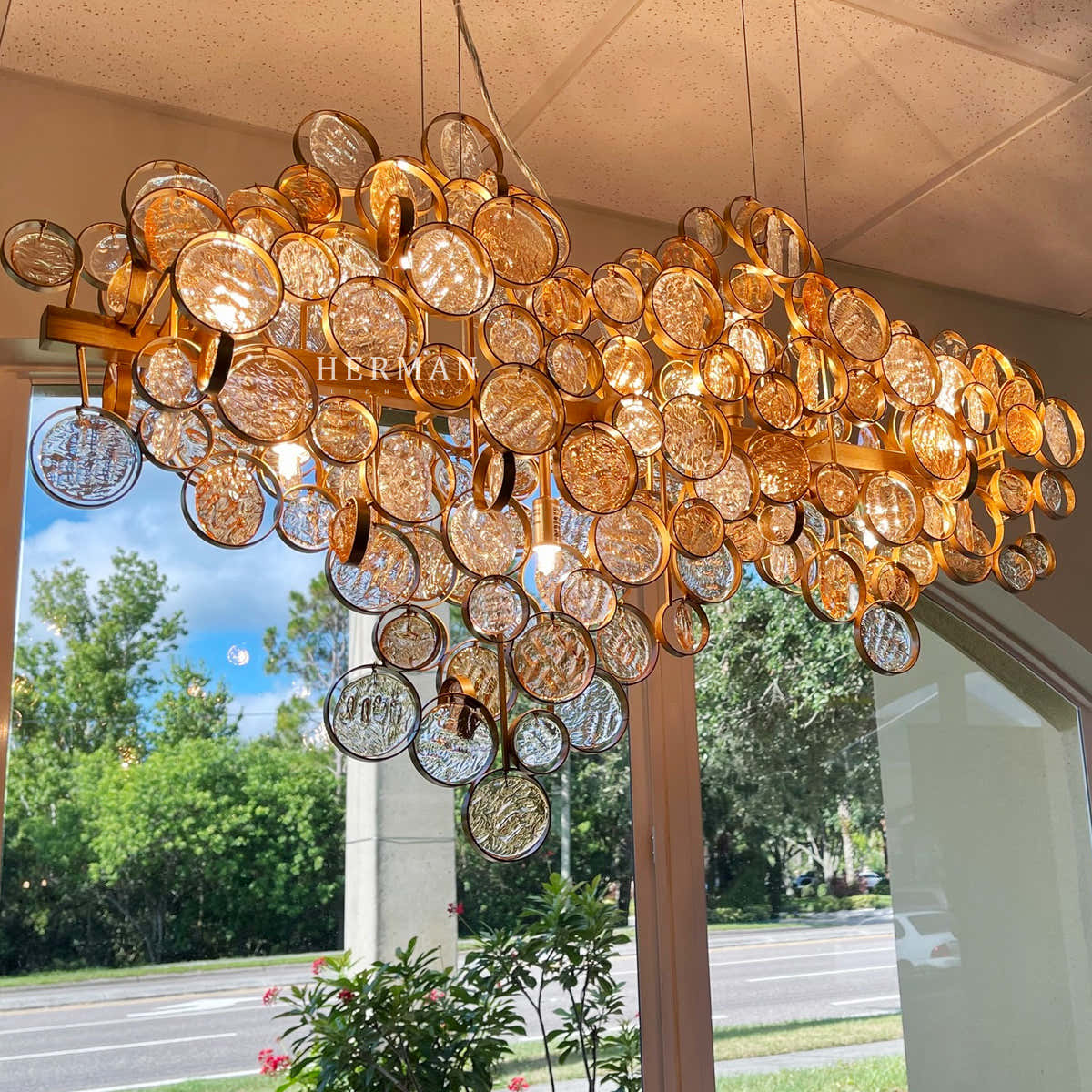Trento Clustered Glass Linear Chandelier 55"