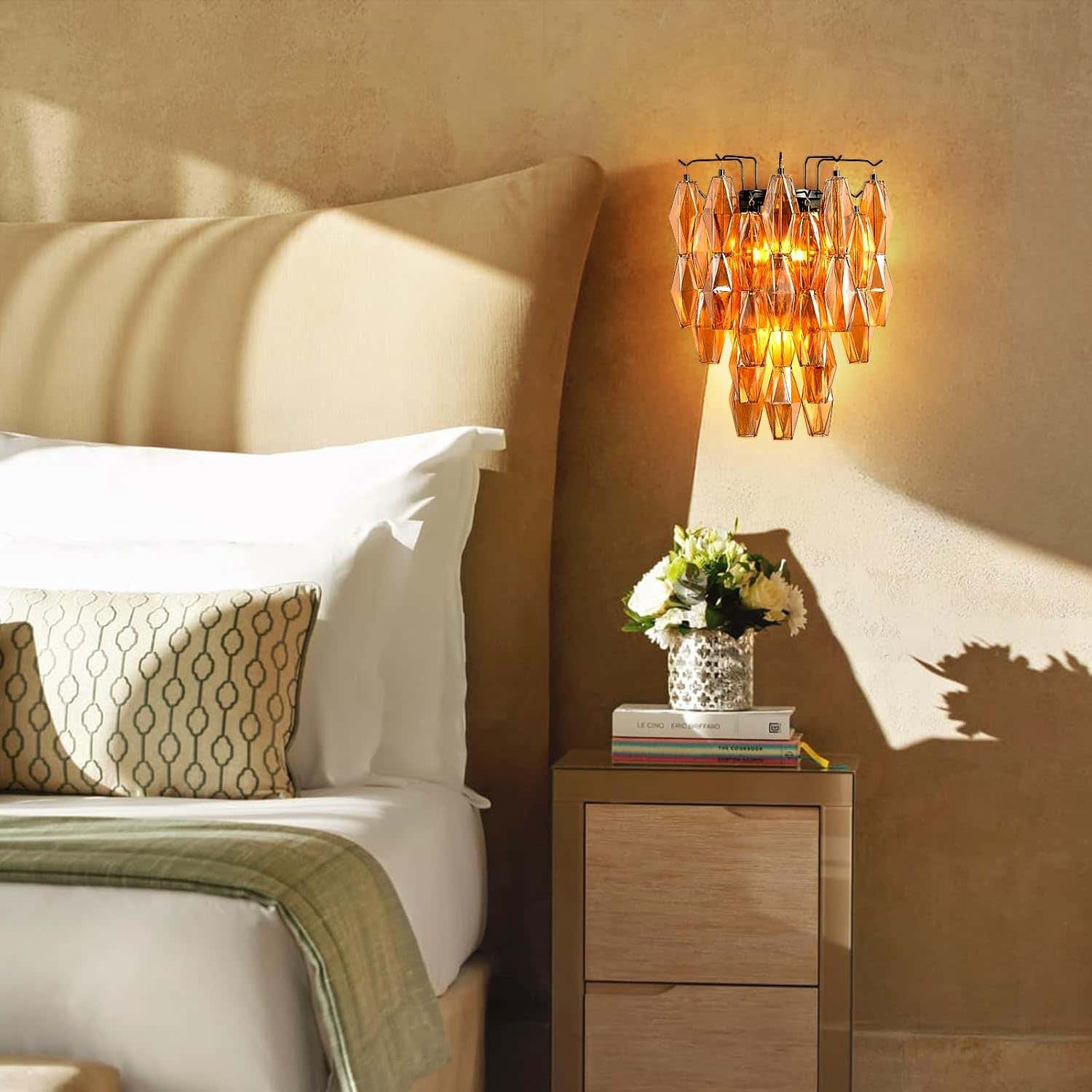 $800+ Purchase Gift | Amber Glass Wall Sconce 21.65"H