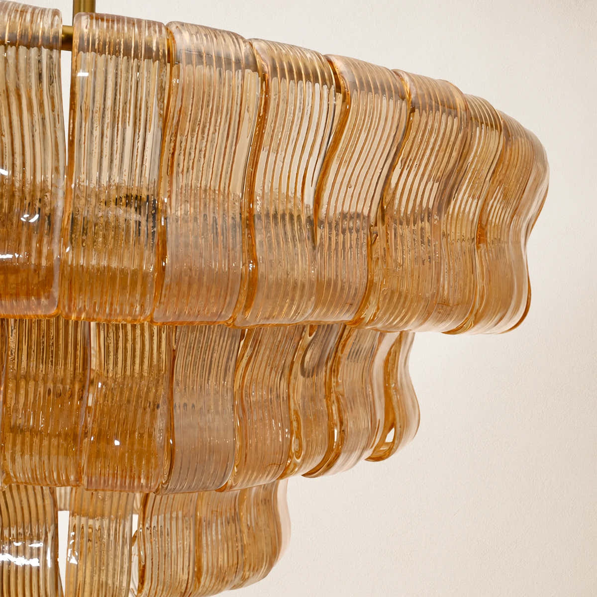 Ondalia Tiered  Amber Glass Round Chandelier 36"D