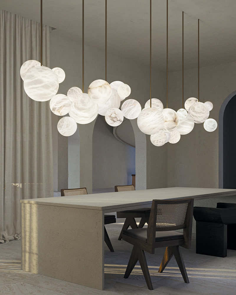 Minimalist Antique Alabaster Cluster Pendant Light Fixtures 6" Wide