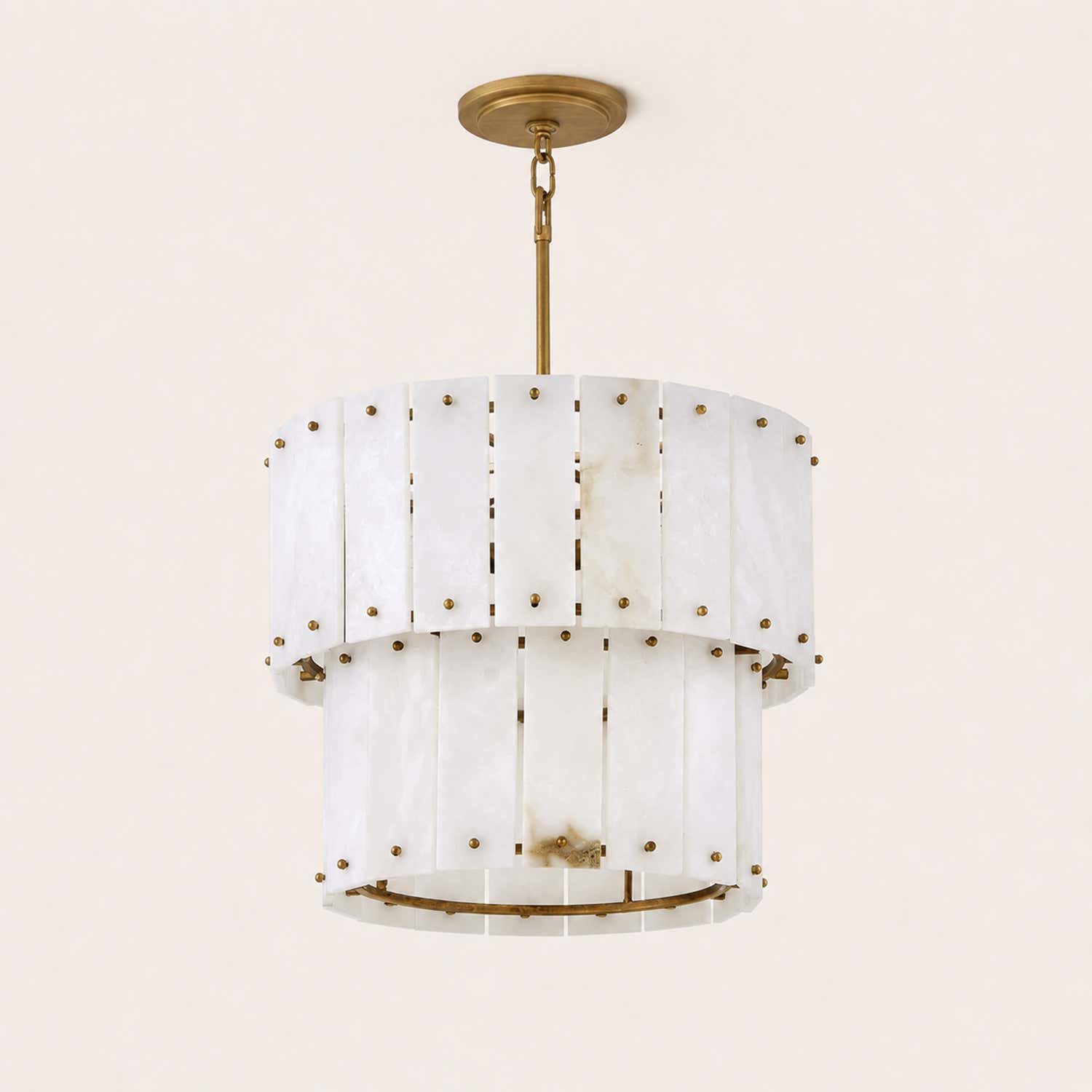 Simona Alabaster Round 2-Tier Chandelier 17.5"D 24"D