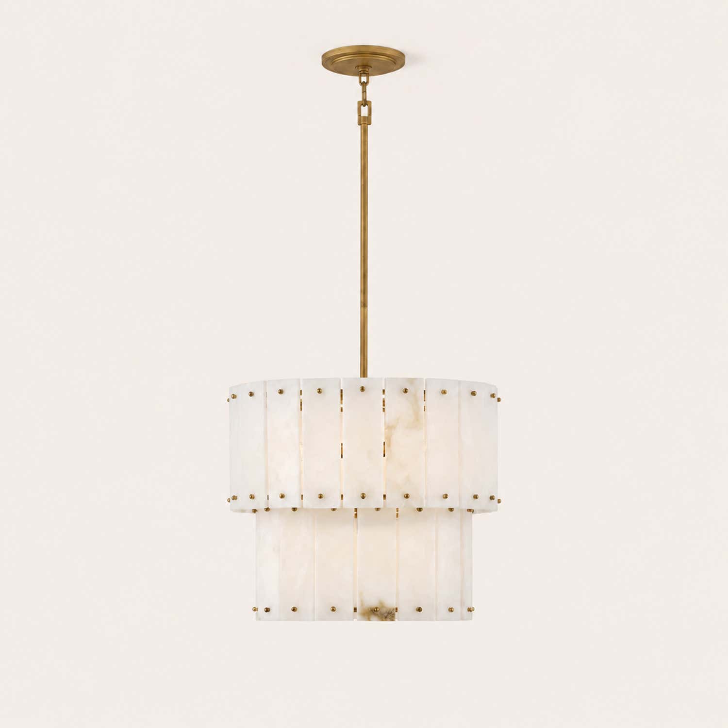 Simona Alabaster Round 2-Tier Chandelier 17.5"D 24"D
